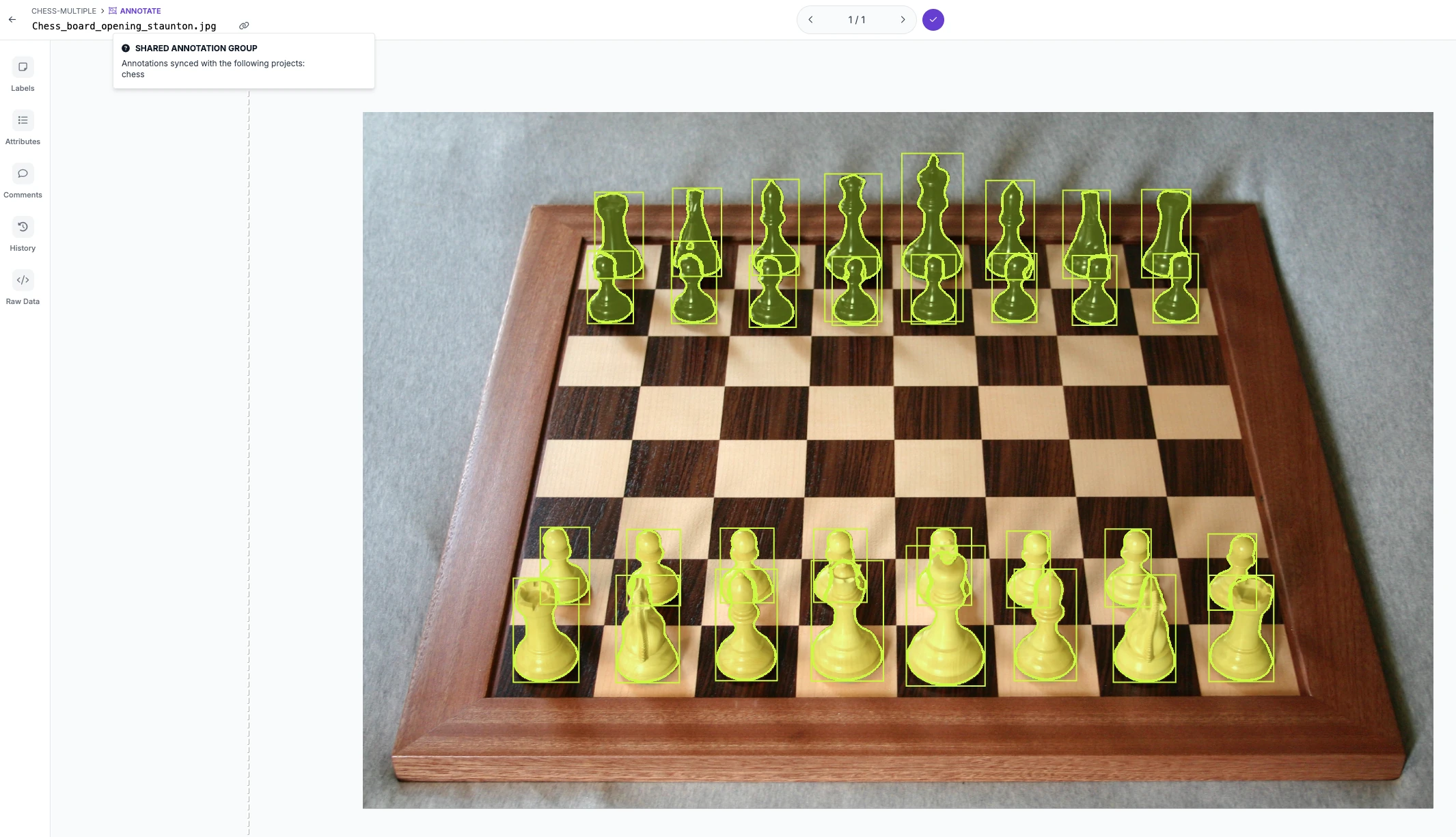 Annotation tool with annotation group tooltip
